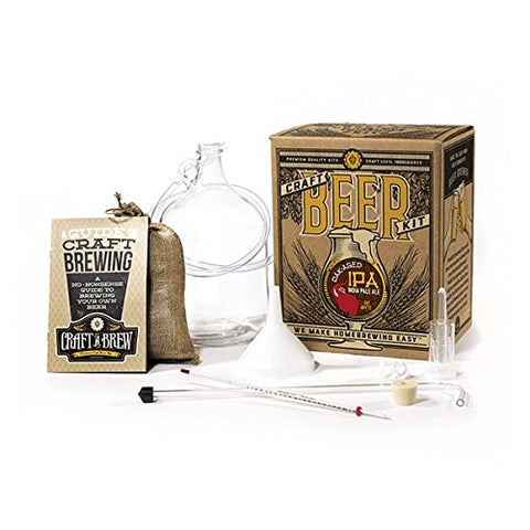 Craft A Brew BK Home Brewing Oak Aged IPA Reusable Make Your Own Beer Kit – Starter Set 1 Gallon, Clear