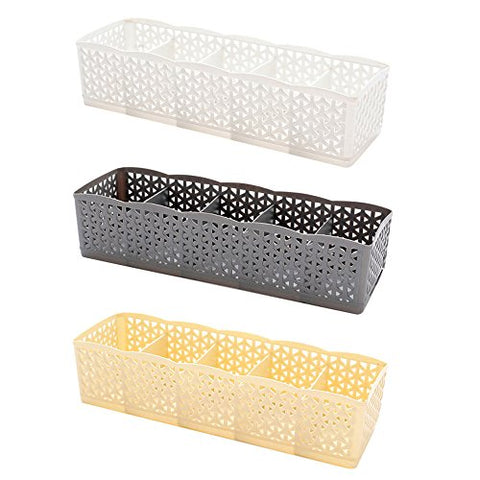 Gotian 4/5 Cells Storage Box Office Plastic Organizer Desktop Cosmetics Debris Case, Tie Bra Socks Drawer Cosmetic Divider (C)