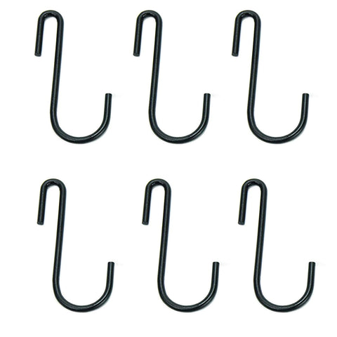 HUJI S-Shaped Hanging Hooks for Kitchenware Pots Pans Utensils (Set of 6, Black Iron S-shaped Hooks)