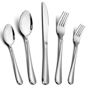 Silverware Set Service for 2, E-far 10-Piece Stainless Steel Flatware Set Cutlery Set, Include Knife/Fork / Spoon, Simple & Classic Design, Mirror Finished & Dishwasher Safe