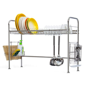 NEX 304 Stainless Steel Dish Rack Over the Sink Dish Drying Rack with Cutting Board Holder, Utensil Holder, Hooks