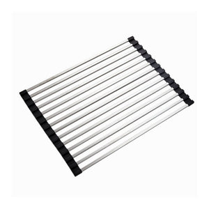 LOHOME Rollable Dish Drying Rack - Heavy Duty Stainless Steel Over the Sink Dish Drying Rack, Rollable for Storage, Large Drainer, Non-Slip Edges (17"x13")