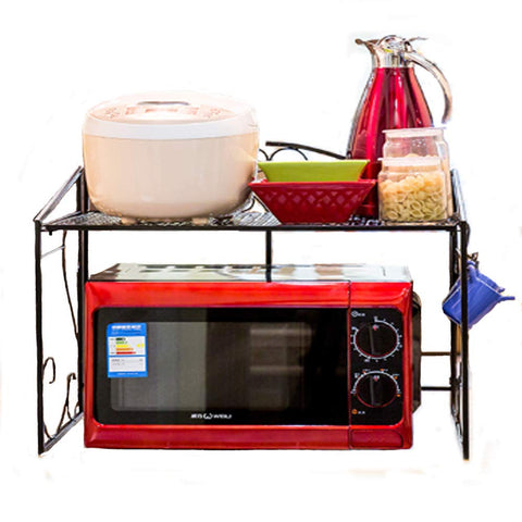 kathson Metal Microwave oven Rack Bakers Stand/shelf Kitchen Chrome Shelves Counter and Cabinet Shelf (Bronze)