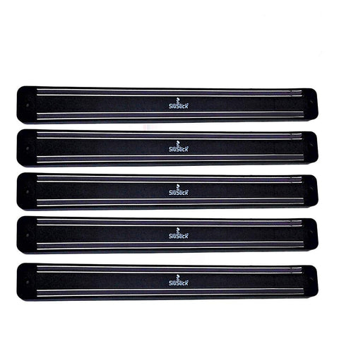 SiliSlick Magnetic Knife Rack, Bundle of 5. Space-saving Innovation. 2 Strong Magnet Bars That Will Support up to 17 Lbs. (5 Black)