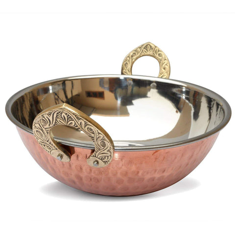 Big Christmas Gift Indian Copper Kadhai Kitchenware/Utensil Serveware/Serving Bowl Handmade Kitchen Accessory 7 Inch