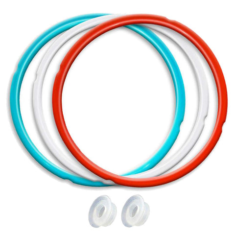 Silicone Sealing Ring, 3 Pack, Savory Sky Blue & Sweet Cherry Red & Common Transparent White, Fit for 8qt