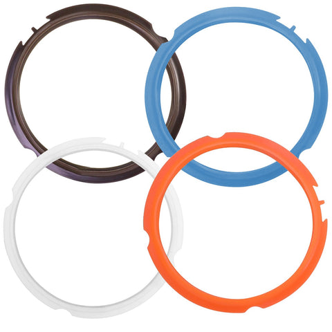 Silicone Sealing Ring for Instant Pot Accessories, Fits Mini 3 Quart Models, Orange, Blue, Brown and Transparent White, Sweet and Savory Edition, Set of 4