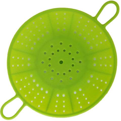 Vegetable Steamer,Silicone Steamer Basket with Handle Bars for Healthy Cooking Fruits, Basket Pressure Cook Heat- Resistant Microwaveable, Dishwasher Safe (Green)