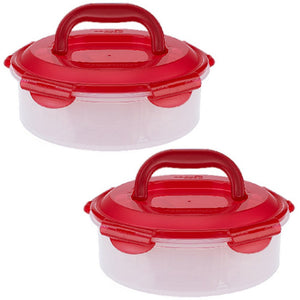 Lock & Lock 2-Unit Dessert & Appetizer Container 10 cup Bowl w/ Handle Red