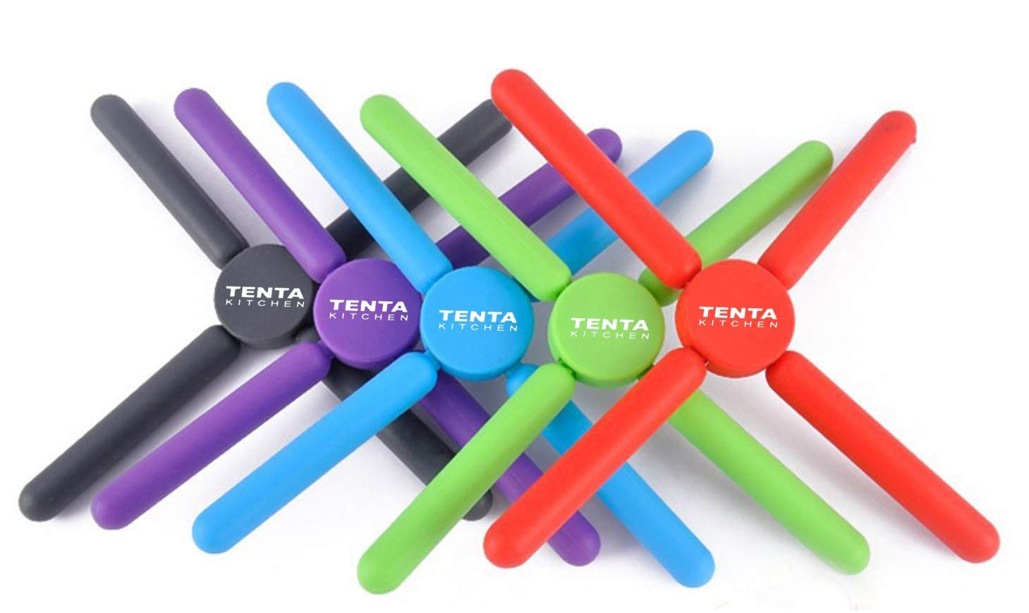 TENTA Kitchen Utility Foldable Silicone Trivets, Expandable/Collapsible(Pack of 5)