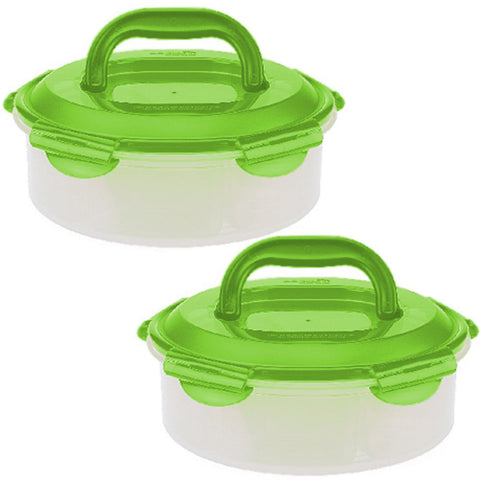 Lock & Lock 2-Unit Dessert & Appetizer Container 10 cup Bowl w/ Handle Kiwi