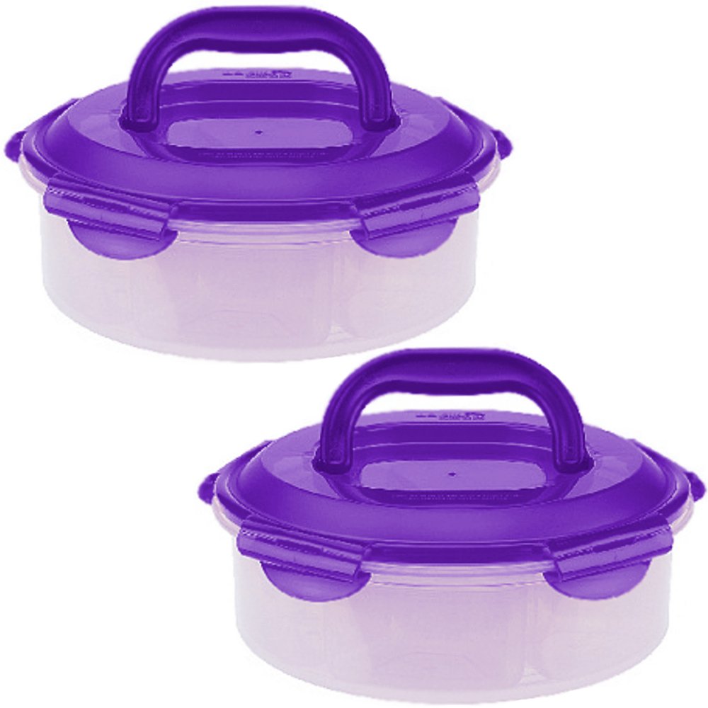 Lock & Lock 2-Unit Dessert & Appetizer Container 10 cup Bowl w/ Handle Violet