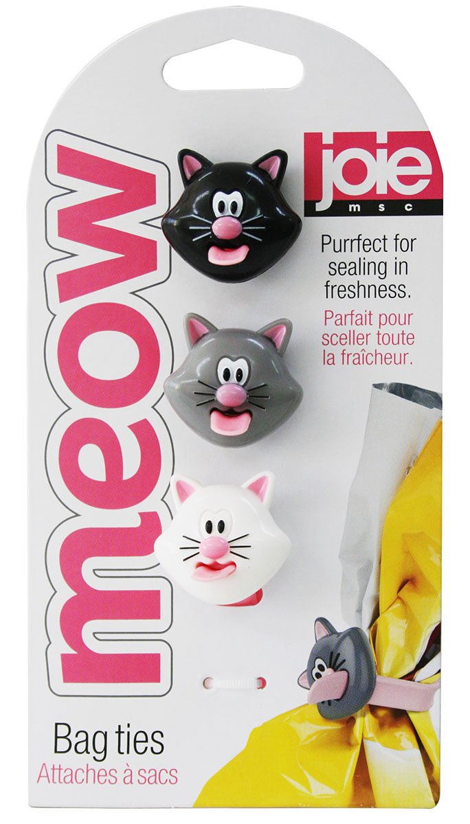 MSC International 12415 Joie Meow Bag Ties, Silicone, Set of 3