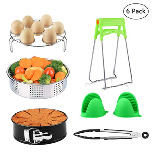 Pot Accessories - 6 Pcs Accessories Set Fits InstantPot 5, 6, 8 Qt Pressure Cooker, Steamer Basket/Egg Steamer Rack/Non-Stick Springform Pan/