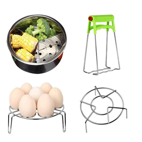 Momugs 5-Piece Pressure Cooker Accessories Compatible with Instant Pot 5,6, 8 Qt, Steamer Basket /7 Egg Steamer Rack/Basket Trivet Rack/Bowl Dish Clip .Best Gift Idea