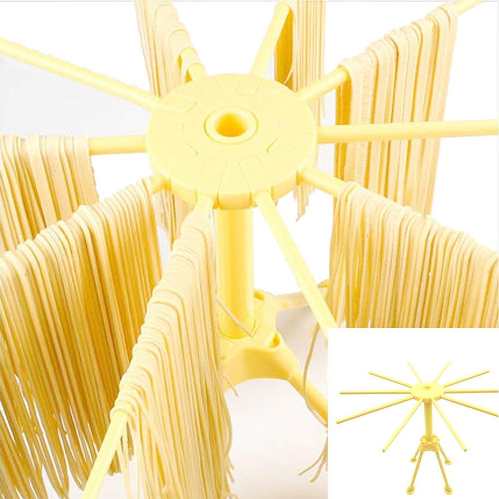 Budesi 10 Arms Food Grade ABS Plastic Matrial Collapsible Spaghetti/Pasta Drying Rack or Household Noodle Dryer Stander Fram Holder