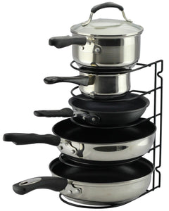 Pan Rack Organizer Holder for Kitchen, Countertop, Cabinet, and Pantry (BlackII)