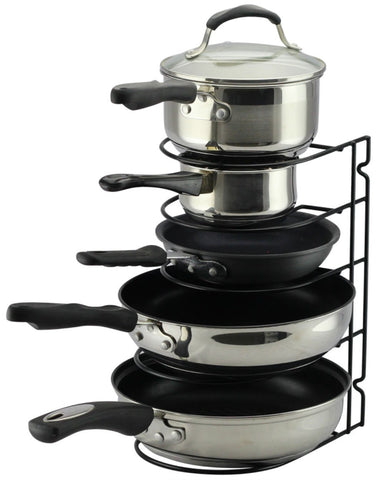 Pan Rack Organizer Holder for Kitchen, Countertop, Cabinet, and Pantry (BlackII)