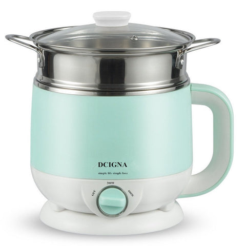 DCIGNA 1.5L Electric Cooker Hot Pot Egg Cooker SUS 304 Stainless Steel Shabu Shabu Hot Pot Free Stainless Steel Rack 110V 600W Boiling Water Eggs, Cooking Noodles (Pink)