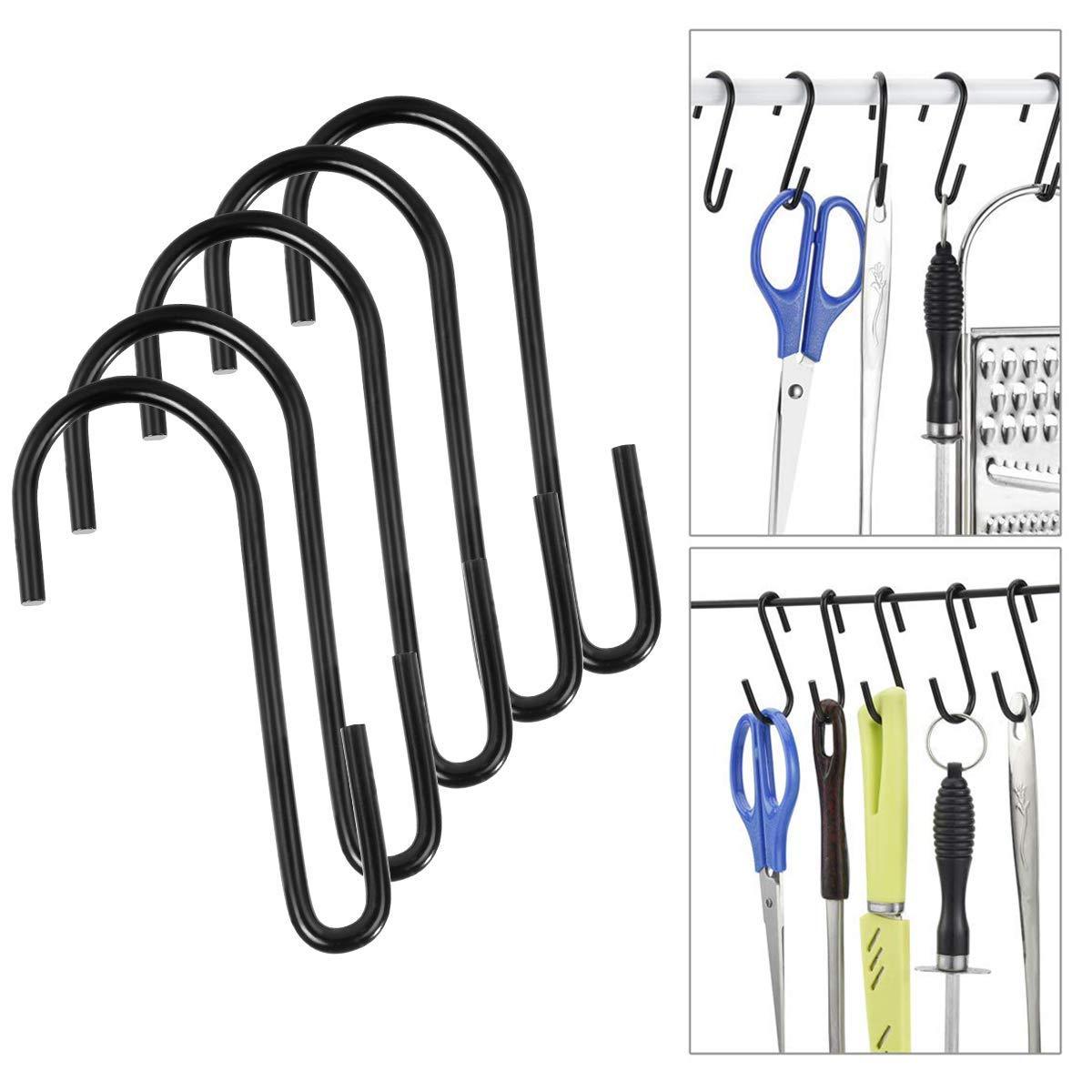 30 Pack Black Premium S Shaped Hooks Heavy Duty S Hanging Hooks Hangers Large Size for Kitchen,Closet,Storage Room, Bathroom, Garage,Office,Workshop (L/30Pack)