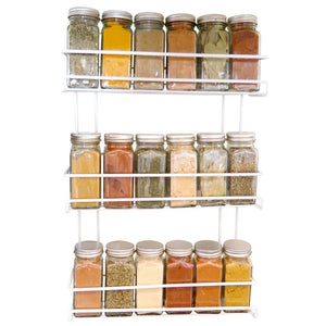 Evelots Spice Rack-3-Tier-Door/Wall Mounted-Coated Wire-Can Store 18 Bottles