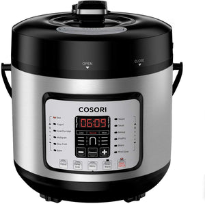 COSORI 7-in-1 6 Qt Electric Pressure Cooker, Slow Cooker, Rice Cooker, Yogurt Maker, Sauté, Steamer & Warmer, Instant Stainless Steel Pot, Extra Sealing Ring, Glass Lid, Recipe, 2-Year Warranty, 120V