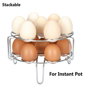 [Upgraded Version] Maxracy 2 Piece Stackable Egg Steamer Basket Rack Trivet Stainless Steel Egg Assist for Instant Pot Accessories 5 6 8 qt Pressure Cooker (Incurvate Type)