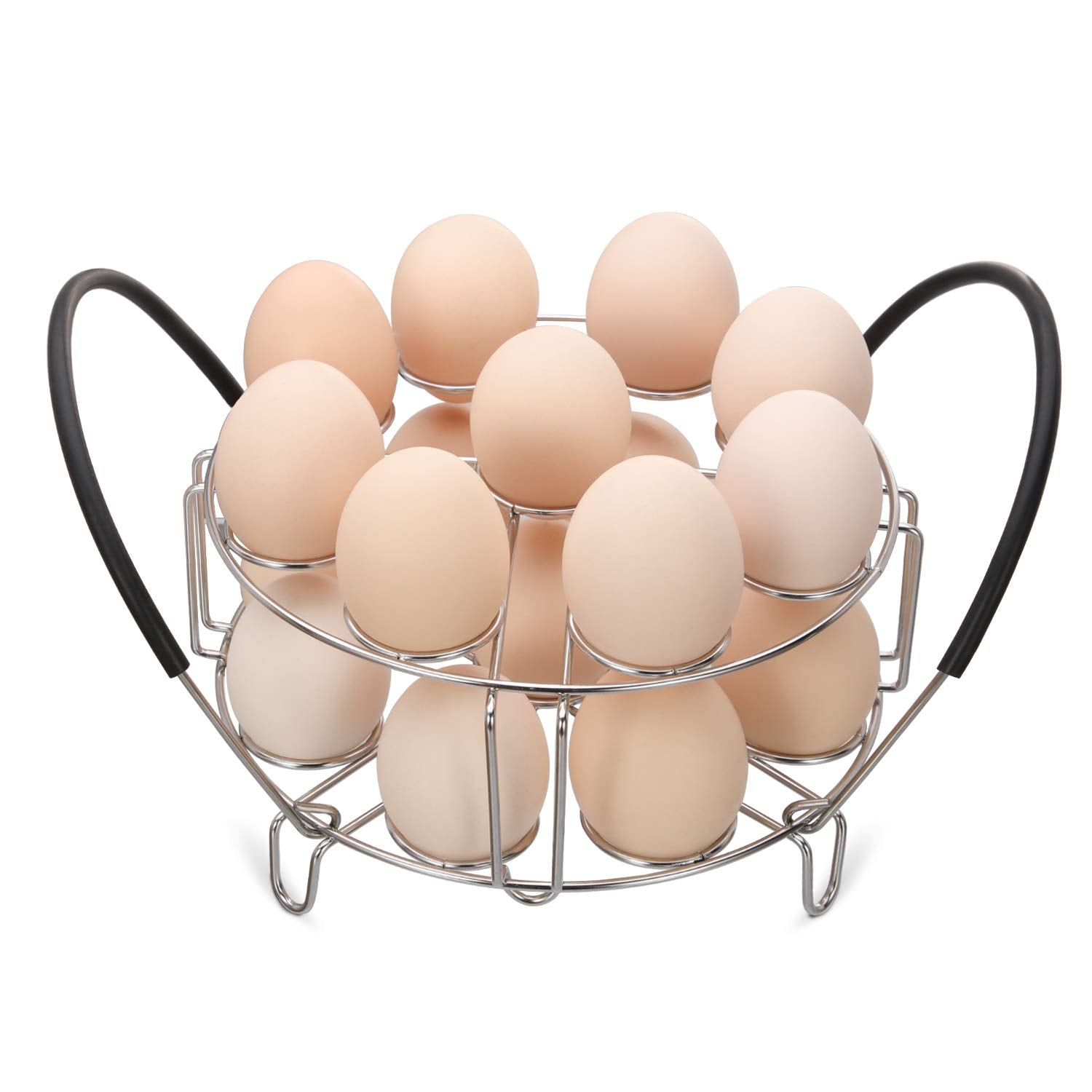 Aozita Multipurpose Stackable Egg Steamer Rack Trivet with Heat Resistant Silicone Handles Compatible for Instant Pot Accessories 6 Qt/8 Qt - 18 Egg Cooking Rack for Pressure Cooker Accessories