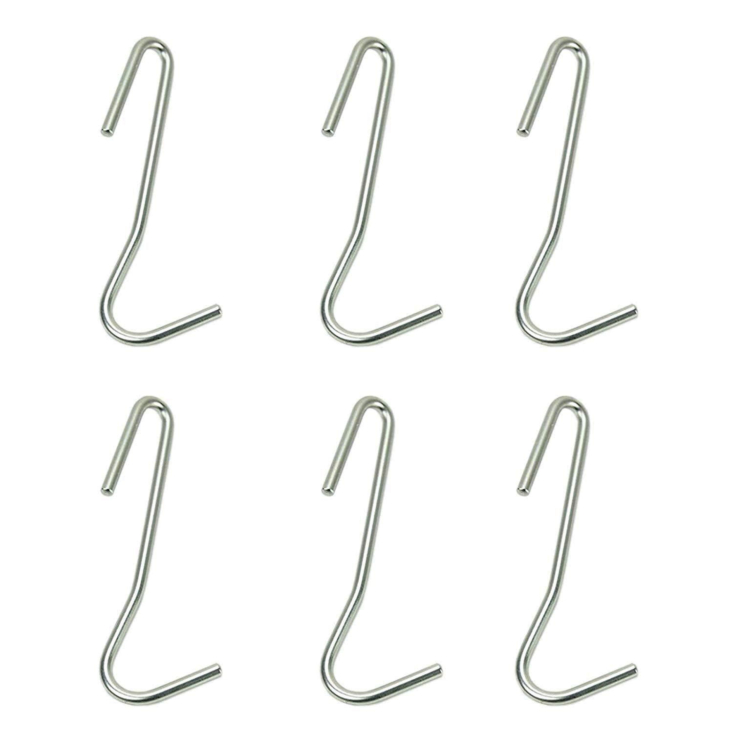 HUJI Stainless Steel Universal S-Shape Hanging Hooks for Cookware Pots Pans (Set of 6)