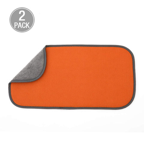 Jovilife Dish Drying Mat Kitchen Mat(set of 2) Microfiber Absorbent Washable, 918 Inch, Orange