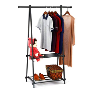 SUNPACE Modern Coat Rack with Shelf SUN007 Black Shoe Garment Rack Hanger Organizer Heavy Duty for Office,Entryway,Bedroom …