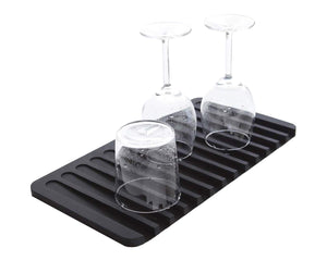 Self-Draining 2 in 1 Silicone Drying Mat and Trivet by Modern Joe's. Premium Space Saving Dish and Glassware Silicone Mat. Made from Food-grade, Dish Washer Safe and Heat Resistant (Black)