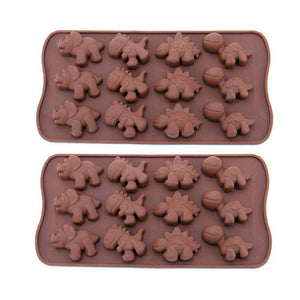 12-Cavity Dinosaur Chocolate Molds Silicone Candy Molds, 2 Pack Non-stick Dinosaur DIY Mold for Making Crayons Soap Cake Decoration Jelly Chocolate Gummy Candy Ice Cube