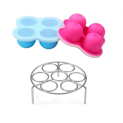 Silicone Egg Bites Mold for Instant Pot Accessories 3 Qt by ULEE - Fits Instant Pot 3/5/6/8 Qt Pressure Cooker, Stainless Steel Egg Steamer Rack Included