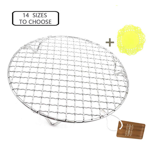 Turbokey Round Canning Rack Stainless Steel with Legs Dia 8.25" Heavyweight Cross Wire Steaming Cooling Barbecue Rack/Carbon Baking Net/Grill /Pan Grate (210mm)