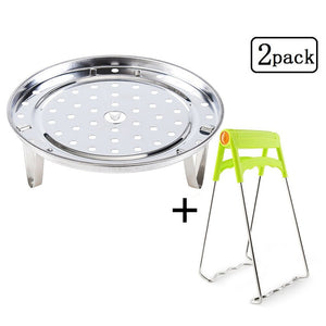 Detachable Steam Basket Rack with Foldable Dish Plate Gripper for Pot Accessories- Fits Pot 5,6,8 qt Electric Pressure Cooker, Stainless Steel
