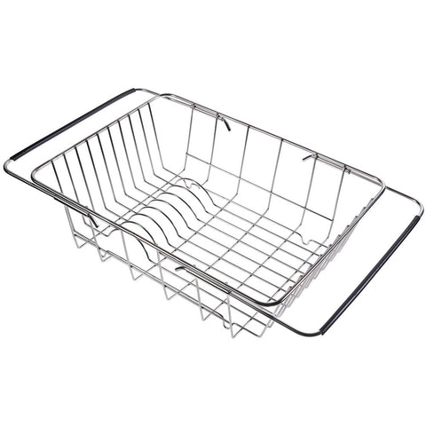 Lictin Over the Sink Dish Drying Dish Drainer Rack, Stainless Steel Rack with Full-Mesh Storage Basket with Adjustable Handle 13.4''(L) x9.84'(W) x3.93(H) (Silvery)