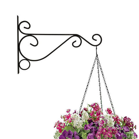 Plant Hook or Plant Bracket 10'' Wall Planter Hook Flower Pot Feeder Wind Chime Lanterns Hanger Decoration Outdoor Indoor Patio Lawn Garden for Shelf Shelves Fence With Screw (black)