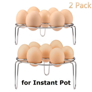 Steamer Rack, Dpowro 2 Pack Egg Steamer Rack for Pressure Cooker, Stainless Steel Food Basket Stand Set with Plate Bowl Clip