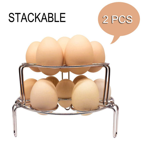 Egg Cooker Steamer Rack Basket Stand Pressure Cooker Multifunction Stackable Steaming Rack Stainless Steel 304 IP Instant Pot Trivet Kitchen Food Vegetable Cooking Gadget 2 PCS