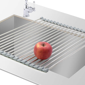Roll-Up Rack Dish Drying Rack Over the Sink 304 Stainless Steel Dish Drainer Rack for Kitchen 18"(L) ×14"(W)