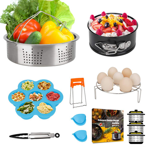 Mini 3 Quart Accessories for Instant Pot 3 QT or 4 Qt Instapot, including Steamer Basket, Egg Trivet Rack, Cheesecake Pan, Bonus Recipe E-Book