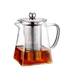 Toyo Hofu Small Clear High Borosilicate Glass Tea Pot with Removable 304 Stainless Steel Infuser, Heat Resistant Loose Leaf Teapot,Stovetop Safe, 600 ml/20 Ounce.
