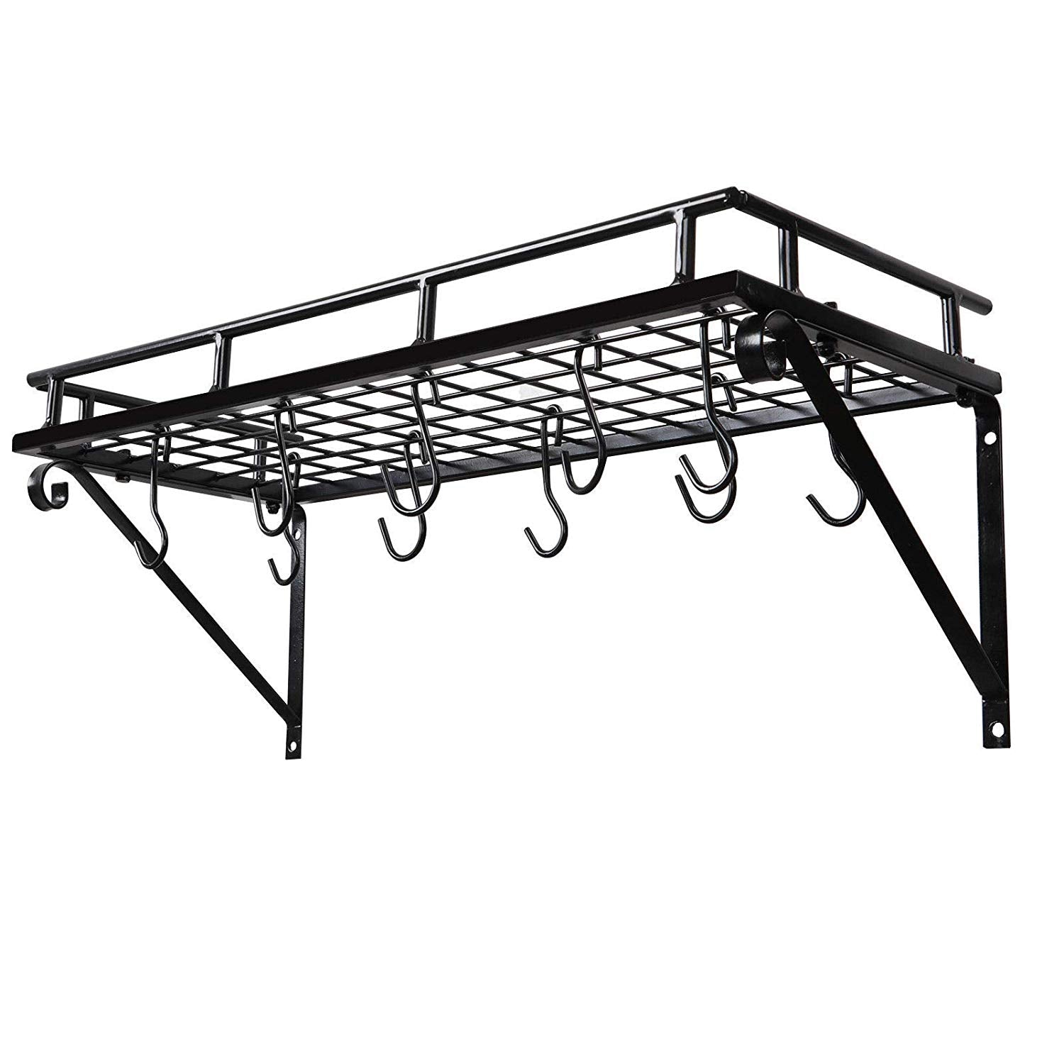 Pot Rack Anti-rusting Surface Durable Steel Iron Hanger With 10 S-type Hooks