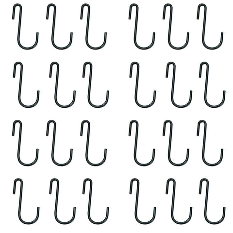 HUJI S-Shaped Hanging Hooks for Kitchenware Pots Pans Utensils (Set of 6, Black Iron S-shaped Hooks)