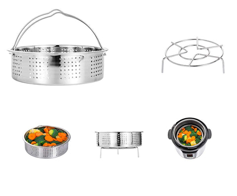 HapWay Stainless Steel Steamer Basket with Steam Rack trivet Compatible 5,6,8 qt Electric Pressure Cooker