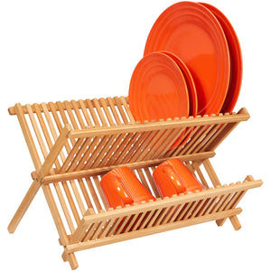 Home Intuition Bamboo Folding Dish Drying Rack