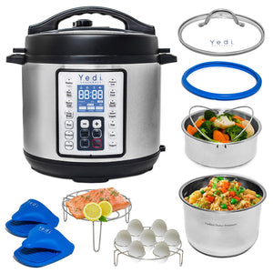 Yedi 9-in-1 Total Package Instant Programmable Pressure Cooker, Slow Cooker, Rice Cooker, Yogurt, Sauté, Steamer. Deluxe Accessory Kit, Recipe Book, Cheat Sheets, 2-Year Warranty, 6 Quart.