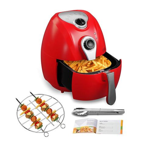 KUPPET Air Fryer-Hot Air/Deep Fryer with Basket/Rapid Air Technology For Less or No Oil/Timer & Temperature Control/8 Cooking Presets/Included Recipe,Steamer,Fryer Pan (4.4QT, Red)