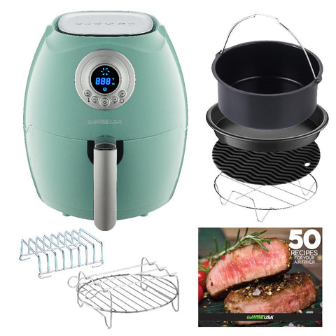 GoWISE USA 2.75-Quarts Air Fryer + 6 Piece Accessory Set (Mint)